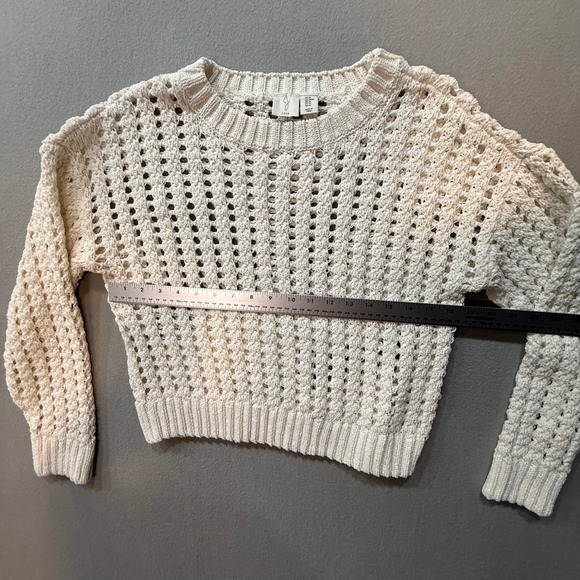 Joie Open Knit Crochet Cream Ivory Boho Chic Layering Pullover Sweater Women M - Picture 5 of 10